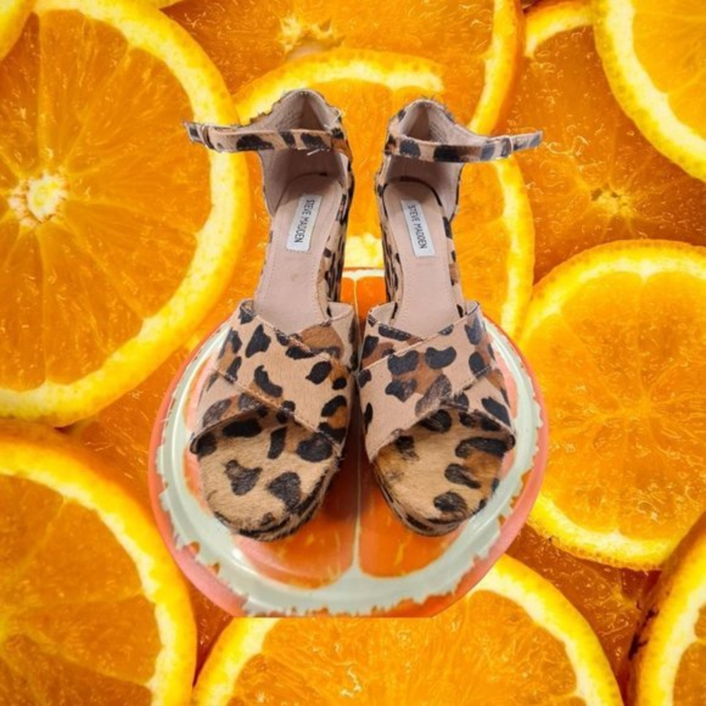 Steve Madden Leopard Print Platform Wedges Size 8.5